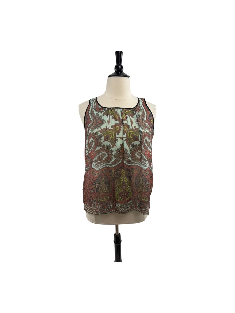 Dream Daily (Anthro Brand) Sheer Floral Paisley Top with Striped Back, Size M